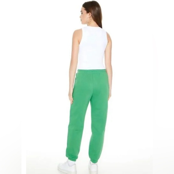 NWT Forever 21 Fleece Drawstring Joggers Women’s Small Green High Waist Pockets - Picture 8 of 10